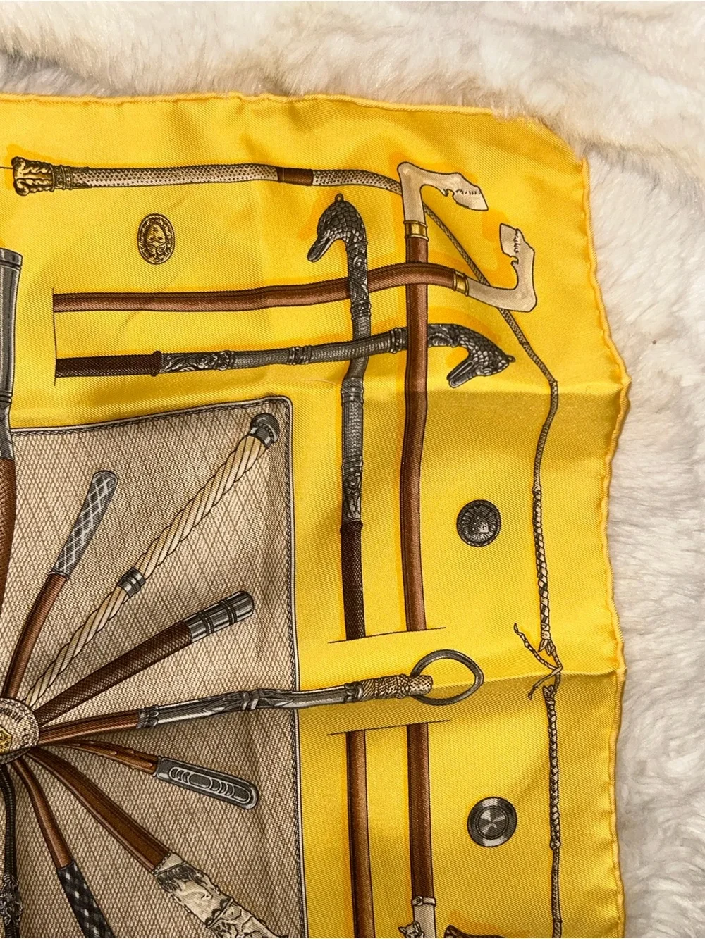 Hermes Yellow La Nature Silk Scarf- GREAT CONDITION